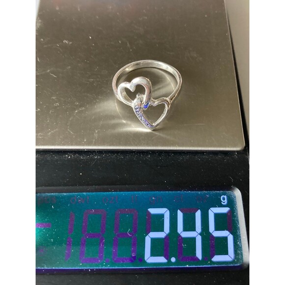 925 sterling silver double heart sister Ring size 8 - Picture 6 of 6
